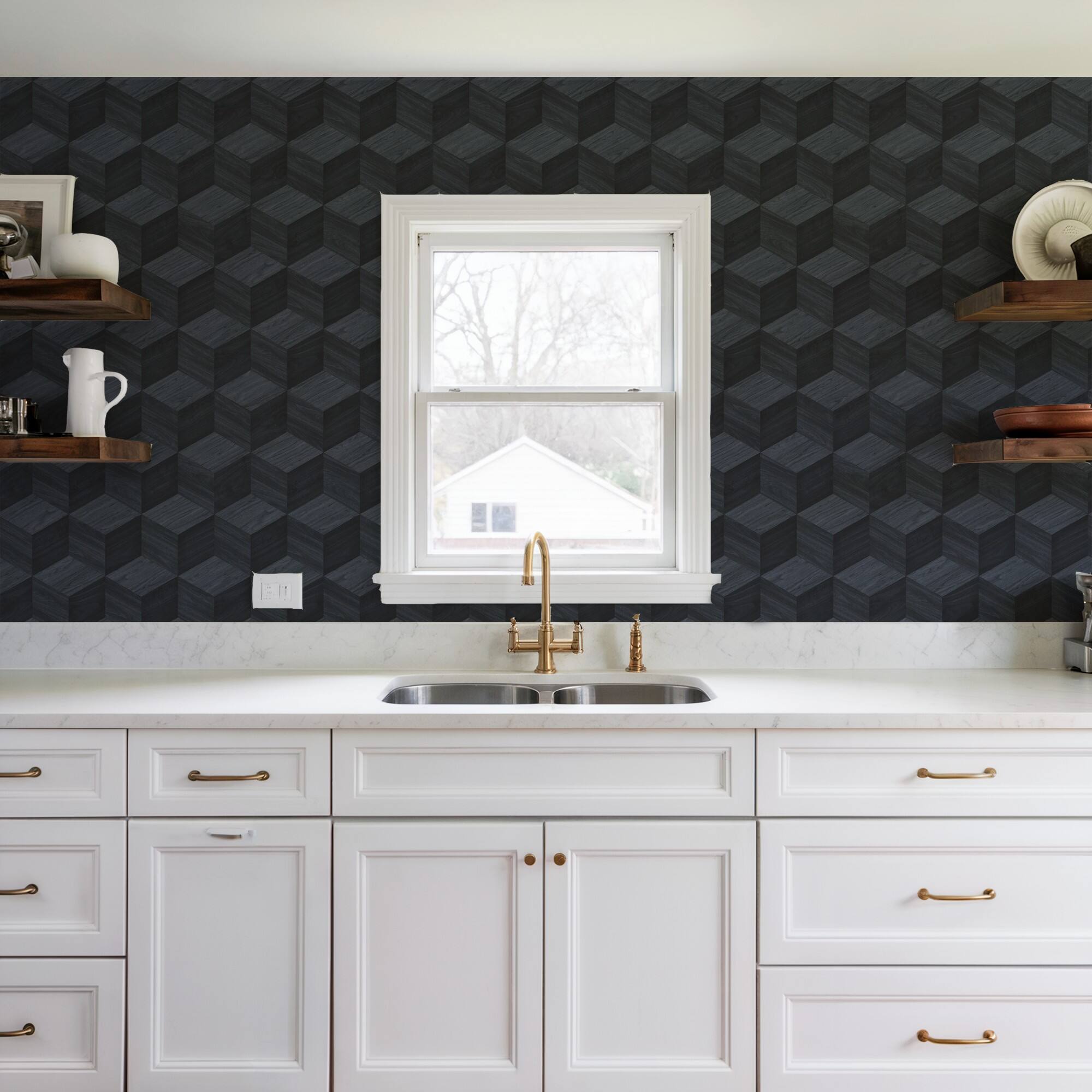 Designs Direct Woodgrain Grid Wallpaper